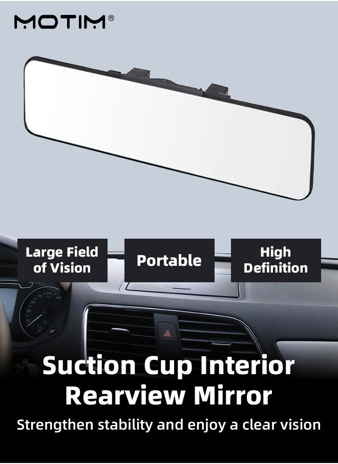 Motim - Car Interior Rear View Mirror with Clip 30cm, Vanity Mirror Wide Angle Panoramic Wide Angle Rearview Mirror to Eliminate Blind Spots Effectively, Interior Replacement Rear View Mirror - Image 1