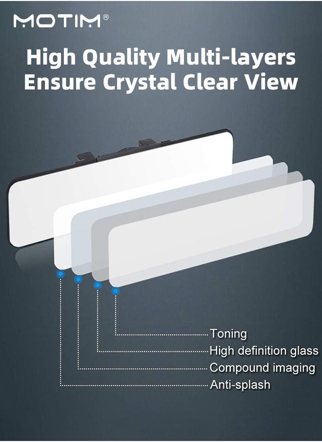 Motim - Car Interior Rear View Mirror with Clip 30cm, Vanity Mirror Wide Angle Panoramic Wide Angle Rearview Mirror to Eliminate Blind Spots Effectively, Interior Replacement Rear View Mirror - Image 1