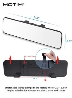 Motim Car Interior Rear View Mirror with Clip 30cm, Vanity Mirror Wide Angle Panoramic Wide Angle Rearview Mirror to Eliminate Blind Spots Effectively, Interior Replacement Rear View Mirror  - Image 2
