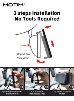 Motim Car Interior Rear View Mirror with Clip 30cm, Vanity Mirror Wide Angle Panoramic Wide Angle Rearview Mirror to Eliminate Blind Spots Effectively, Interior Replacement Rear View Mirror  - Image 5