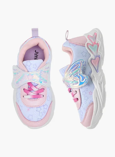 JUNIORS Girls Butterfly Accent Light-Up Sneakers with Hook and Loop Closure