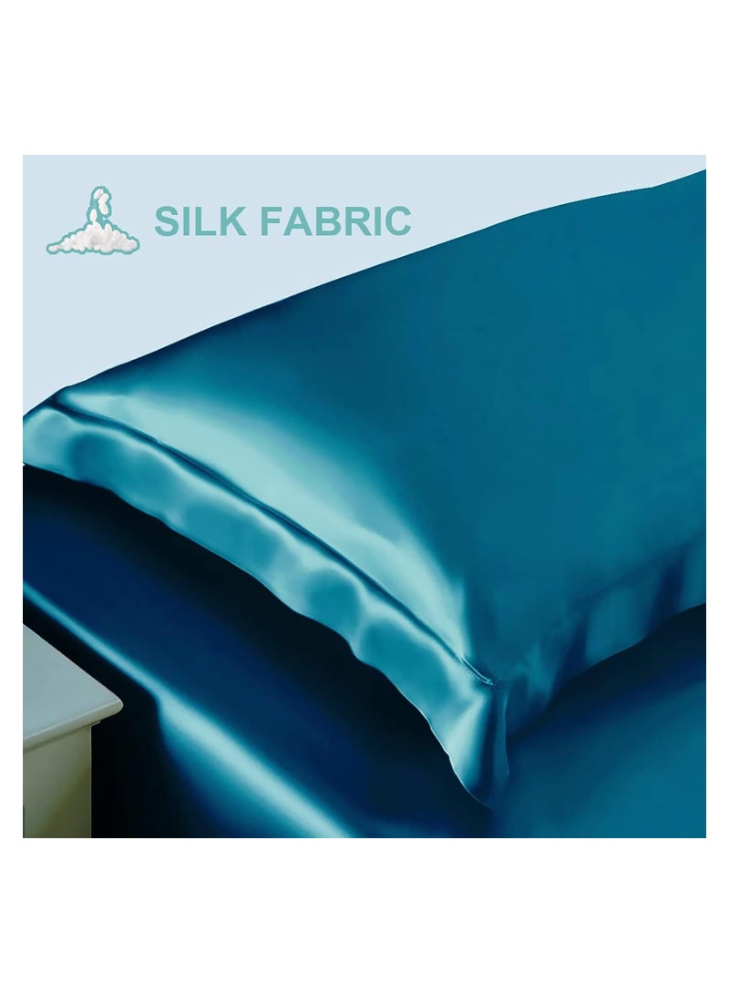 ORiTi Silk Pillowcase Satin Pillow Used for Hair and Skin Beauty and Skin Care ice Silk + Mulberry Silk Soft Breathable and Smooth Double Sided Silk Pillow Case (SKY Blue 50x75cm 2pc)  - Image 5