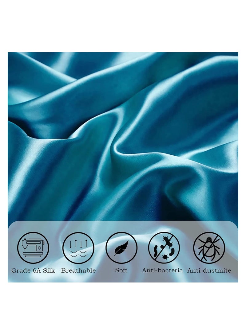 ORiTi Silk Pillowcase Satin Pillow Used for Hair and Skin Beauty and Skin Care ice Silk + Mulberry Silk Soft Breathable and Smooth Double Sided Silk Pillow Case (SKY Blue 50x75cm 2pc)  - Image 3