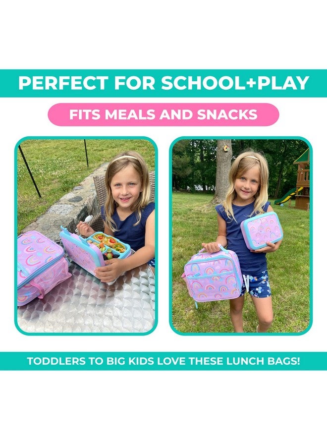 Kinsho Bento Lunch Box With Thermos For Kids Set Insulated Lunch Bag With Ice Pack Stainless Steel Food Jar For Hot Soup Boxes With 4 Compartments Purple Rainbow - Image 3