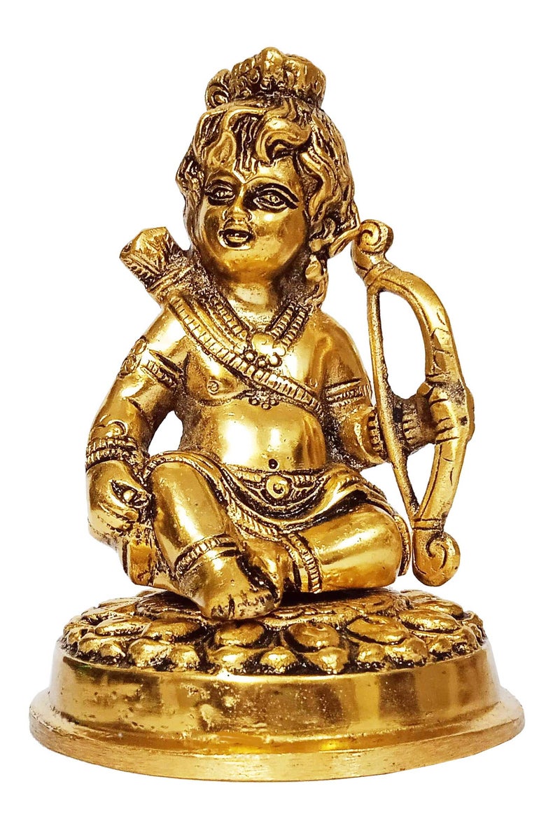 Purpledip Metal Statue Balgopal Krishna with Shiva Dhanush: Rare Krishn Idol (12266) - Image 4