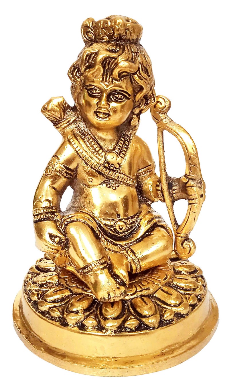 Purpledip Metal Statue Balgopal Krishna with Shiva Dhanush: Rare Krishn Idol (12266) - Image 2
