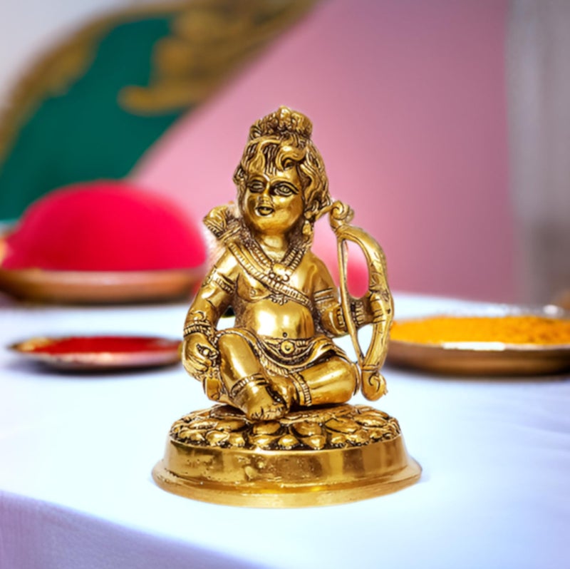 Purpledip Metal Statue Balgopal Krishna with Shiva Dhanush: Rare Krishn Idol (12266) - Image 1