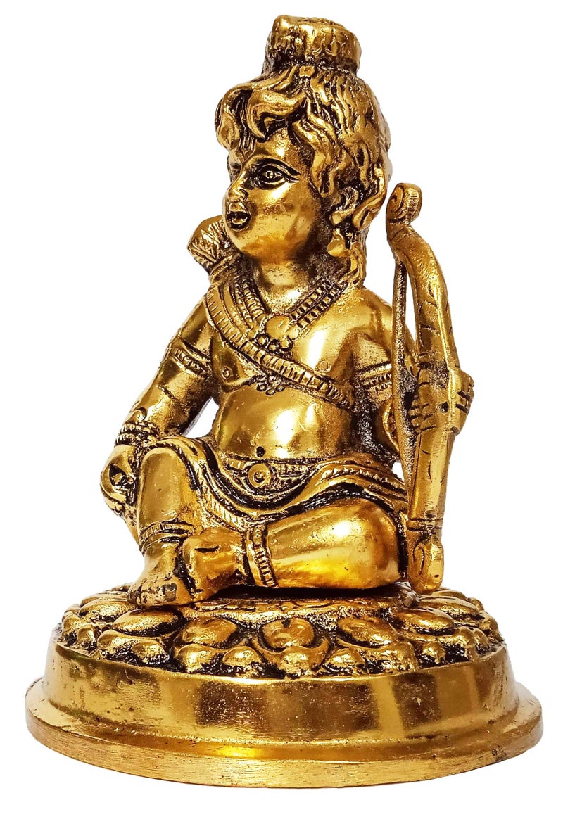 Purpledip Metal Statue Balgopal Krishna with Shiva Dhanush: Rare Krishn Idol (12266) - Image 3