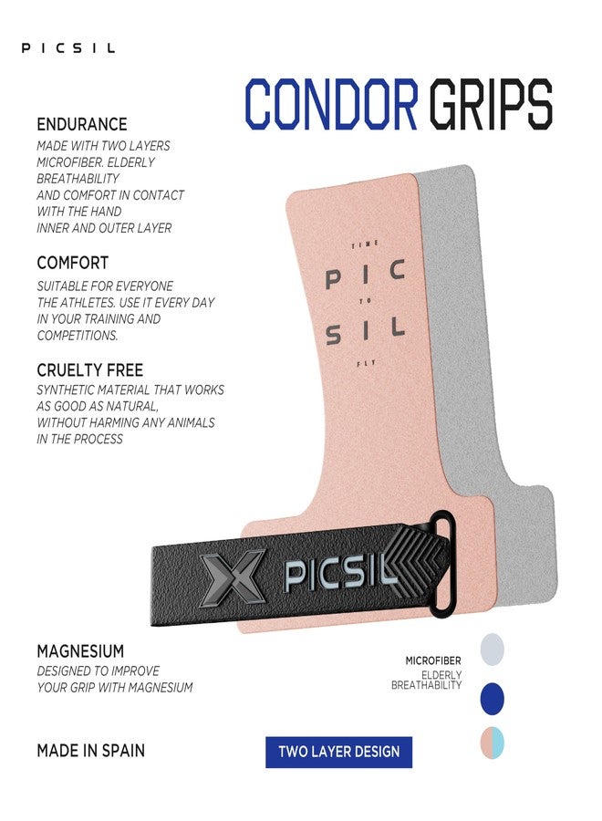 PICSIL Condor Grips, No Hole Leather Hand Grips, Increased Protection and Comfort, Hand grips for Gymnastic, Cross Training, Pull ups, Weightlifting, Prevents Blisters and Tears, (G+, Coral) - Image 3