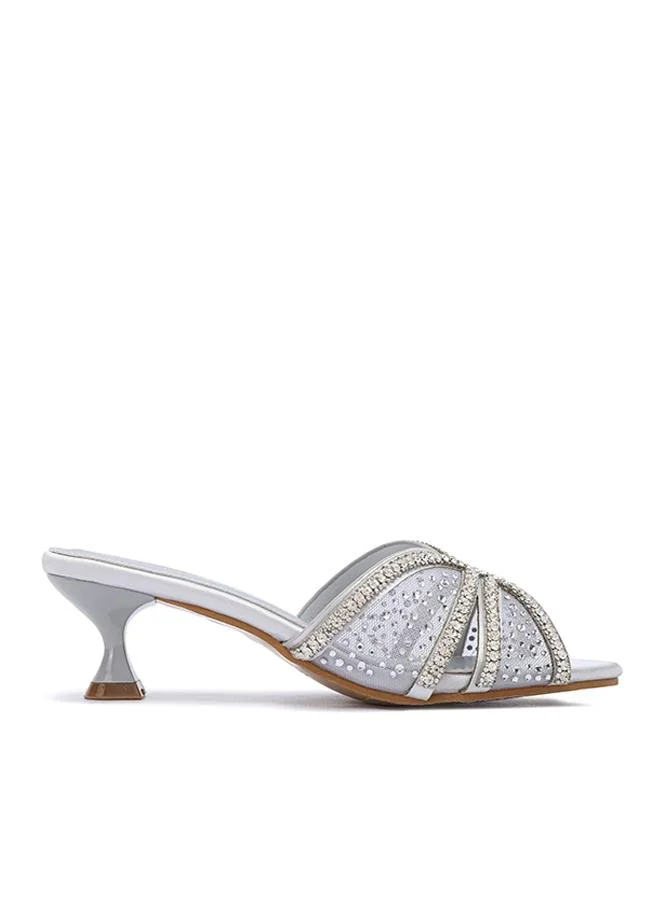 فايور Embellished Mesh Kitten Heel Sandal MY 406