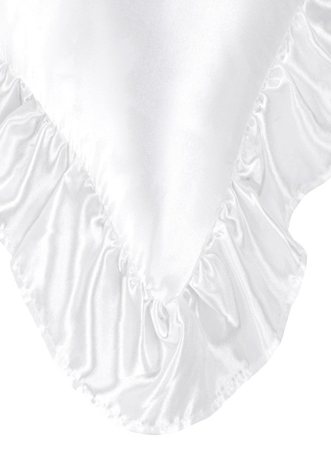 PiccoCasa Luxury Ruffled Pillow Shams Set of 2, Retro Silky Pillow Cover with Ruffle, 85 GSM Satin Pillowcases with Envelope Closure Boudoir White - Image 4