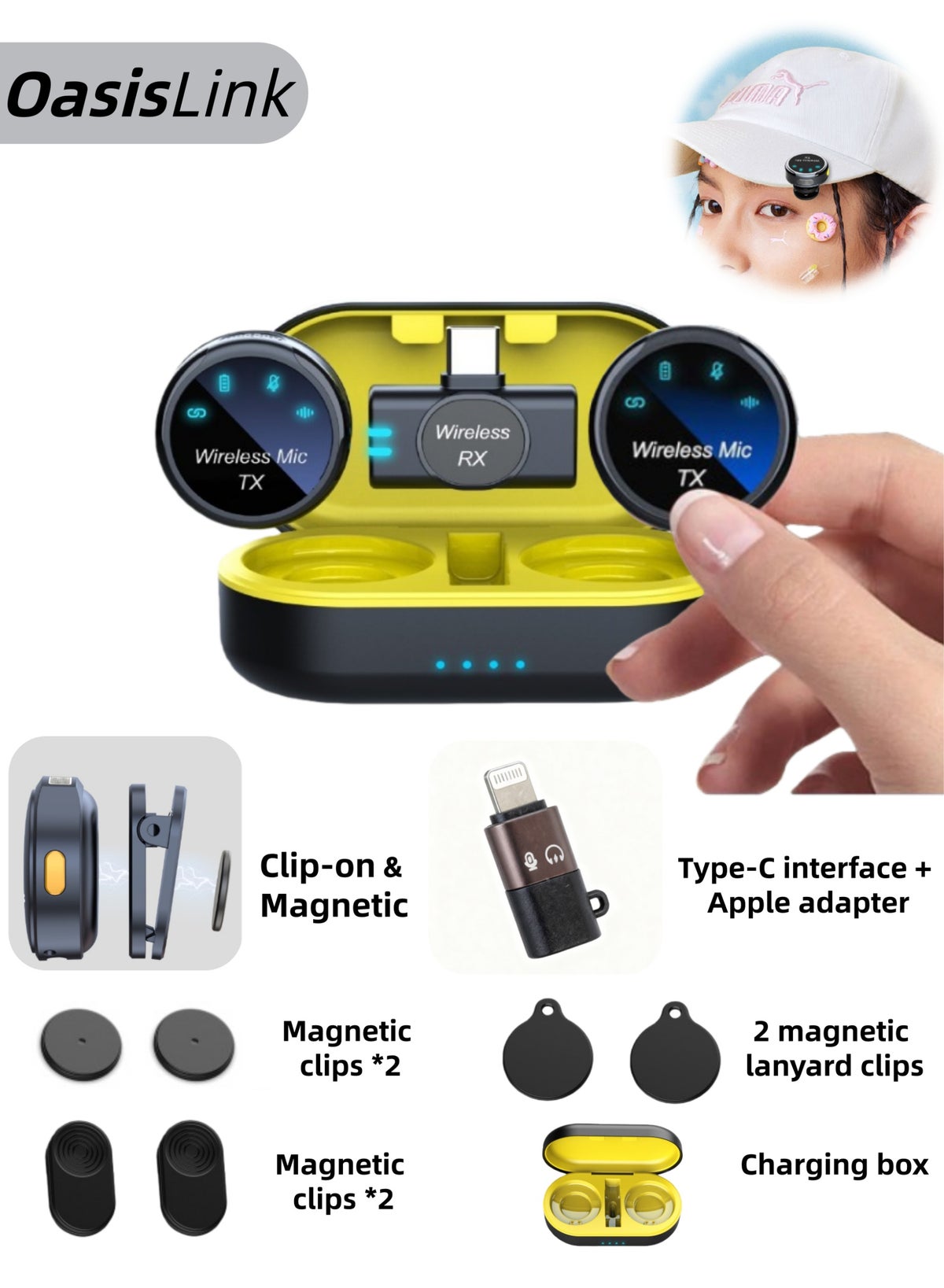 oasislink Oasislink Wireless Lavalier Magnetic Microphones bluetooth Z93AB1FDE7CAFEBC272C8Z
