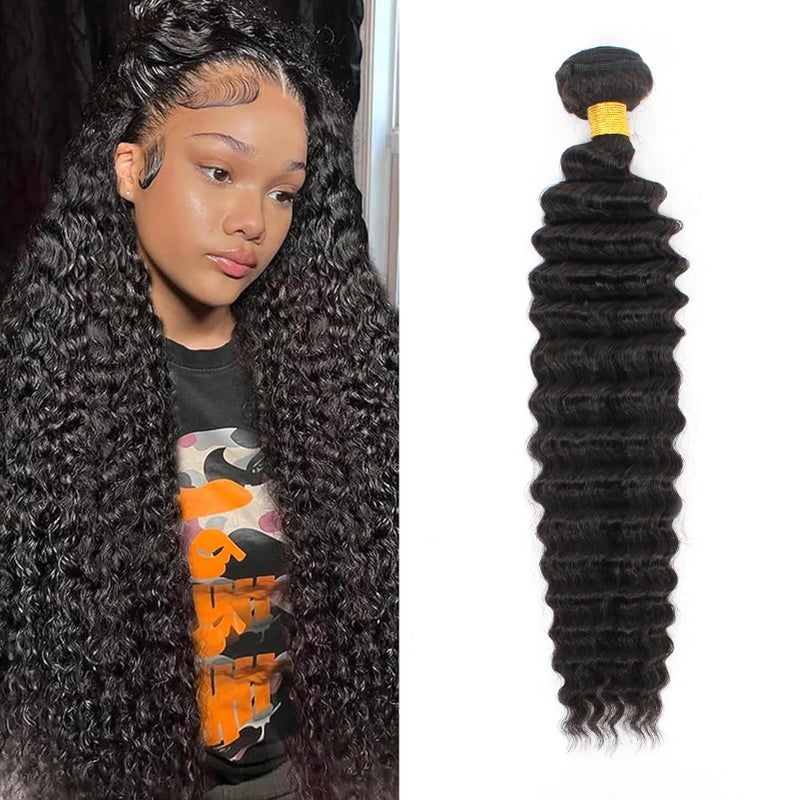 12A Deep Wave Bundles Human Hair 18 Inch Full And Thick Single Bundles 100 Unprocessed Brazilian Virgin Hair Bundles Soft Deep Curly Bundles Human Hair Natural Color 1 Bundle100gpc