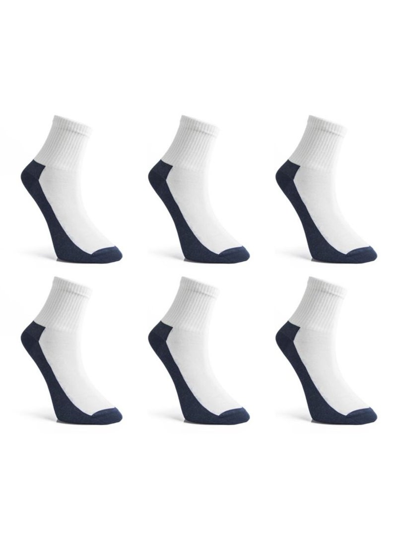 Maestro Maestro Tennis Bucket 6 Socks White x Navy-123 