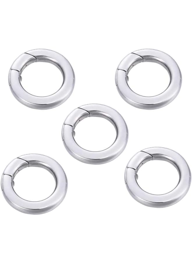 5PCS Stainless Steel Round Pearl Necklace Enhancer Shortener Ring Spring Clasp Connector 14.5mm Spring O Ring - Image 1