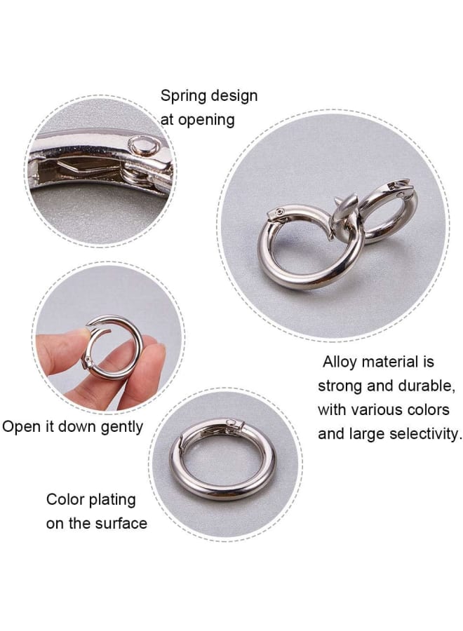 5PCS Stainless Steel Round Pearl Necklace Enhancer Shortener Ring Spring Clasp Connector 14.5mm Spring O Ring - Image 3