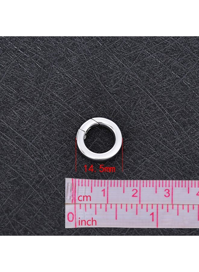 5PCS Stainless Steel Round Pearl Necklace Enhancer Shortener Ring Spring Clasp Connector 14.5mm Spring O Ring - Image 2