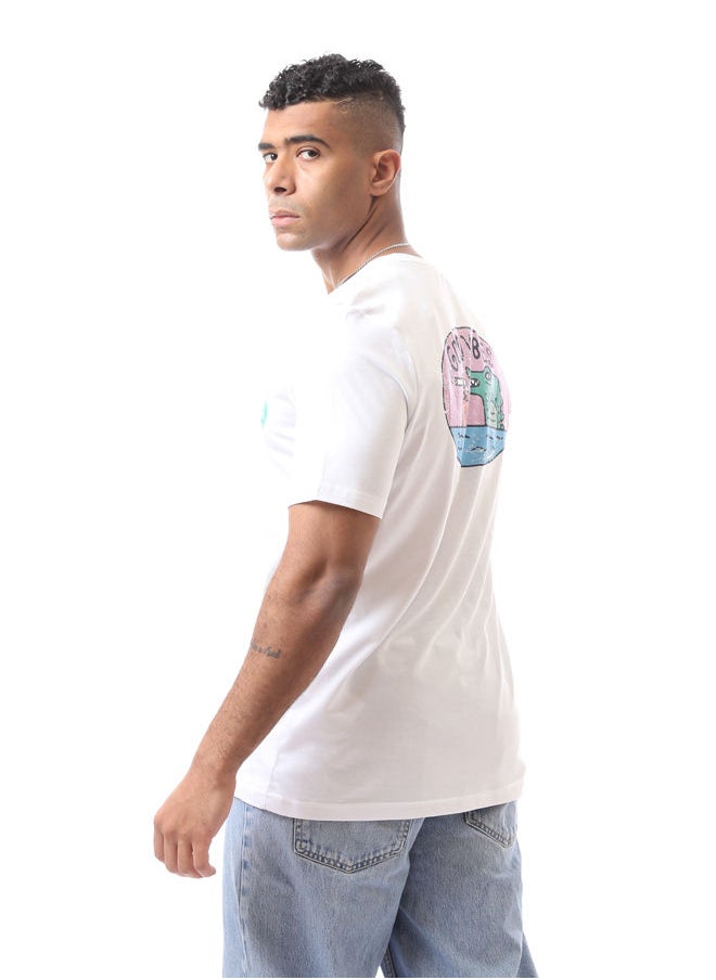 RAVIN - White Cotton Tee With Print "Good Vibes" - Image 1