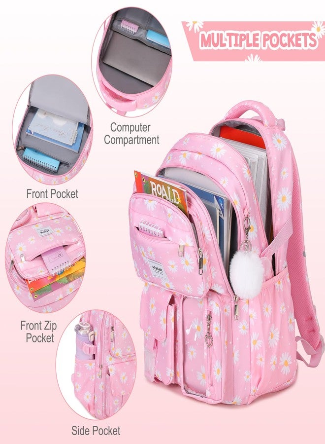 ACESAK Backpack with lunch bag, Pink Daisy, Large, Backpack - Image 3