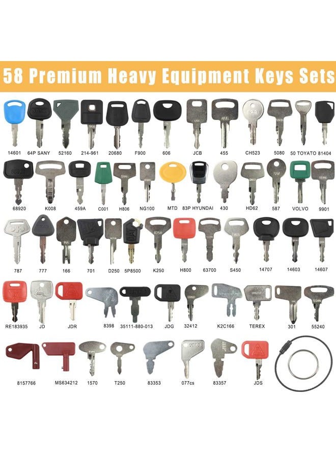 MANUTEX 58 Heavy Equipment Keys Master Set for Bob-cat Cater-Pillar Ca-se JD HYS-TER Koma-tsu Kubo-ta Yanm-ar Take-uchi New Holl-and Vol-vo JL-G JC-B Toyo-ta Keys for Heavy Equipment Construction Machine - Image 2