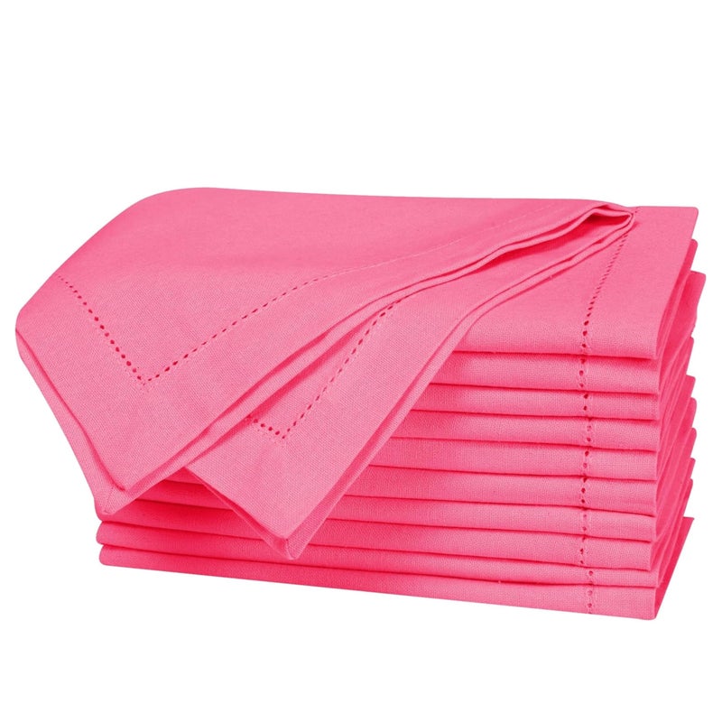 Bedding Craft 100 Cotton Cloth Dinner Napkins Set of 12 18x18 Baby Pink Hemstitched Soft Durable Machine Washable Fabric Napkins for Weddings Parties Holidays