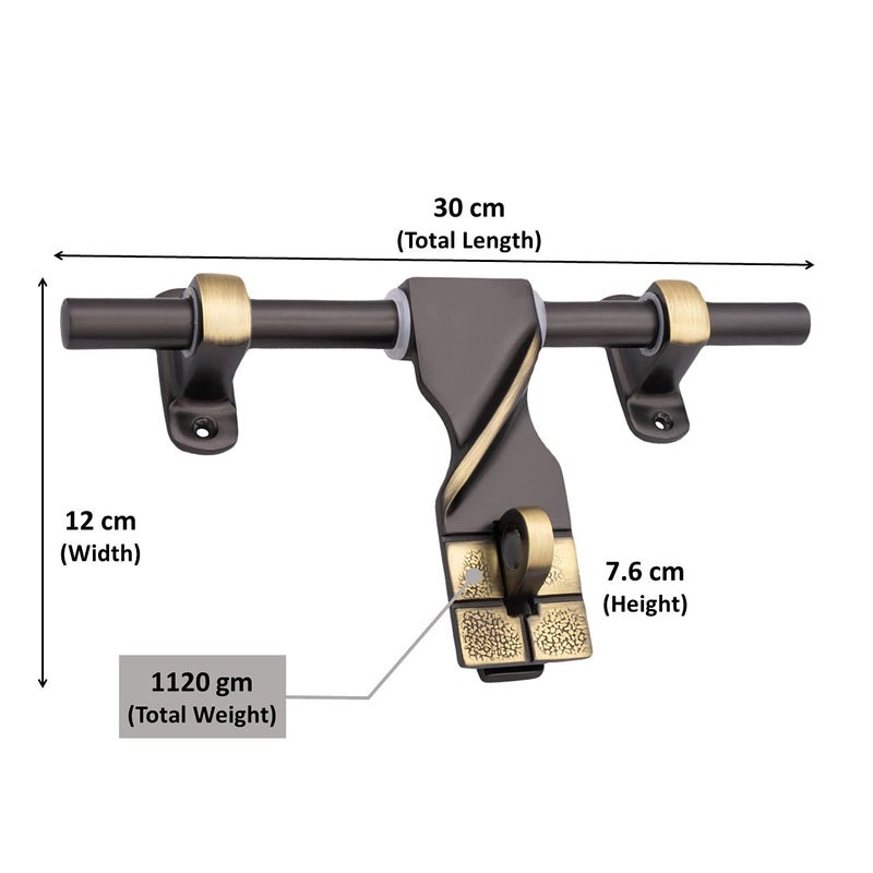 ATOM Set of 2 Zinc Aldrop | 12 Inch Fancy Aldrop for Door Fittings Kit, Door Accessories | Brass Antique Finish (WZA007) - Image 4