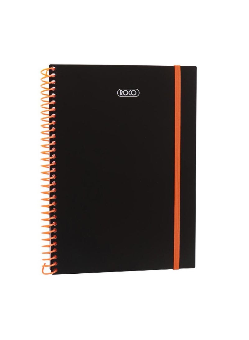 روكو دفتر ملاحظات كلاسيكي لون برتقالي حلزوني مع شريط مطاطي ٥٨٠ ورقة - Image 1