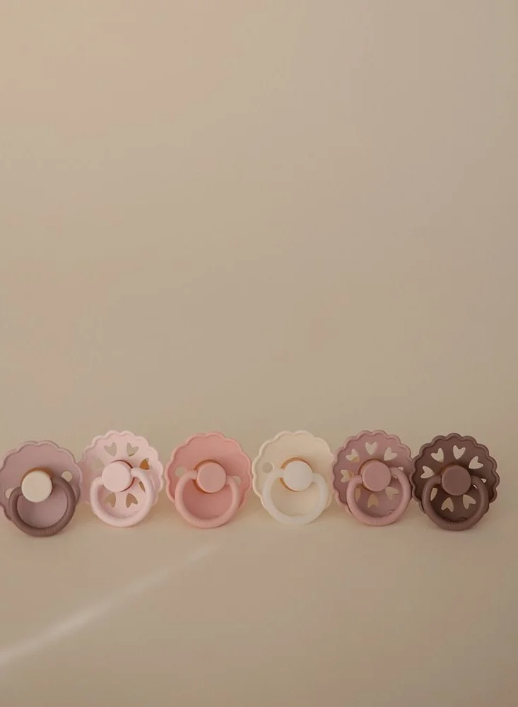 FRIGG Round Silicone Baby Pacifier 6-18M 6-Pack Blooming Love - Size 2