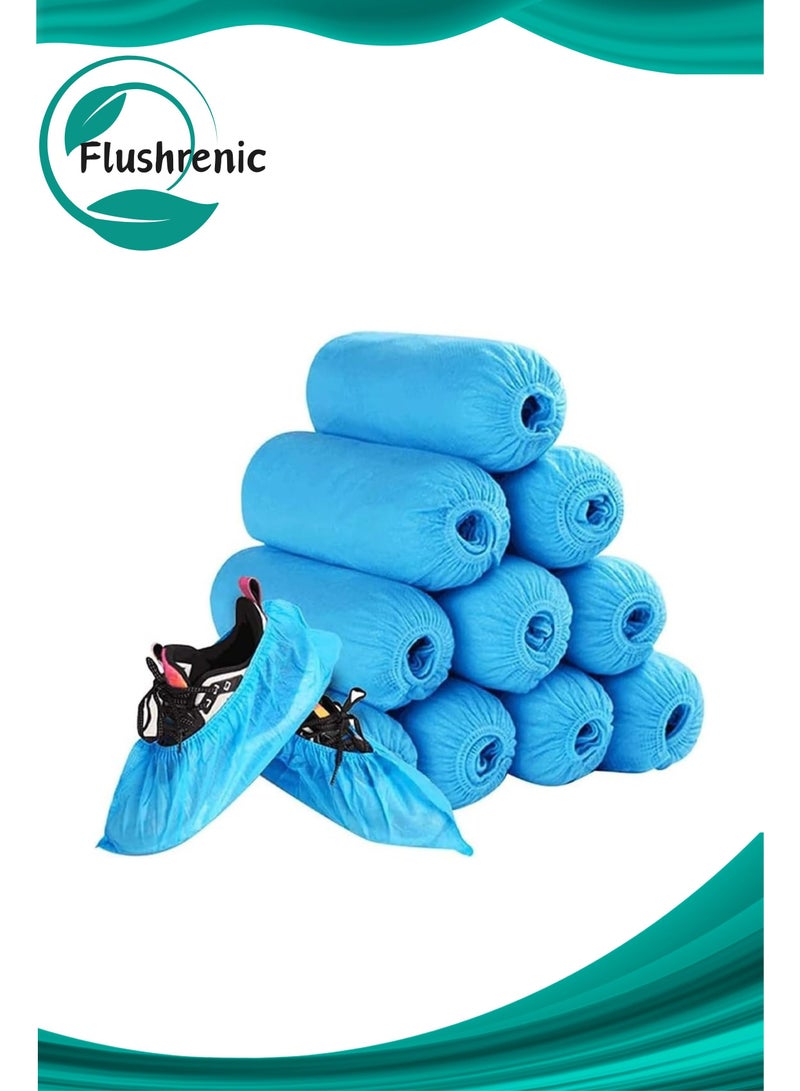Flushrenic Shoe Covers Disposable Nonslip, Non-Woven Shoe Cover, 100 Pcs  (50 pairs), Hygienic Foot Booties Covers, Recyclable Shoe Booties Covers,Fits Most Men & Women Shoe Sizes - Image 1
