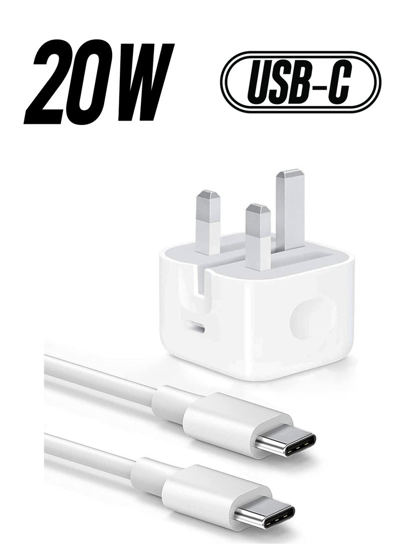 ELTRAZONE USB C charger and plug for ipad Pro, 20W Wall Fast Charger with 6.6FT USB C Fast Charging Cable Compatible for iPad Pro 12.9 5/4/3 Gen,iPad Pro 11 3/2/1 Gen,iPad Air 4,Galaxy S21/Note20, Pixel 5 - Image 1