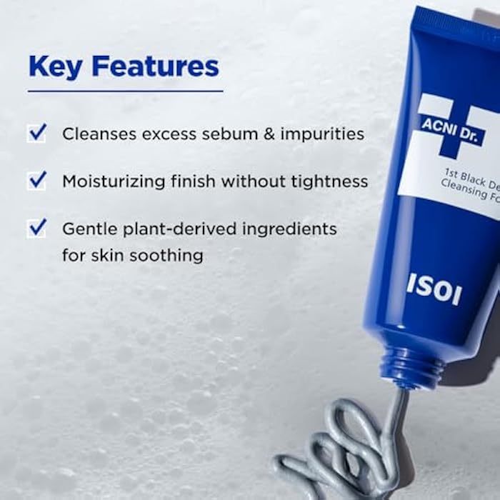 ISOI ACNI Dr. 1st Deep Cleansing Foam, K-Mud & Charcoal Purifying Cleanser for Oily & Acne-Prone Skin, Korean Skincare (2.54 fl.oz/75ml) - Image 4