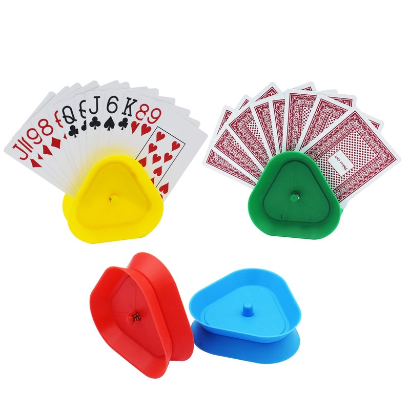 Yuanhe Playing Card Game Holder Triangle Shaped HandsFree Poker Holder Tray 4 Colors Set of 4 - Image 4