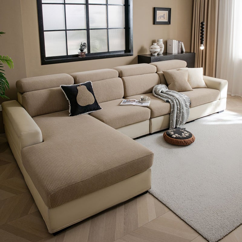 1pc Classic Elastic Sofa Cover Plaid Pattern Slipcover 360 Degree Wrap Around Seat Cushion Cover Stretchable Non Deforming Seat Pad Suitable for All Seasons Scratch Resistant Non Slip Cushion Protector Machine Washable Hand Deep Gray 4 Seater - Image 4
