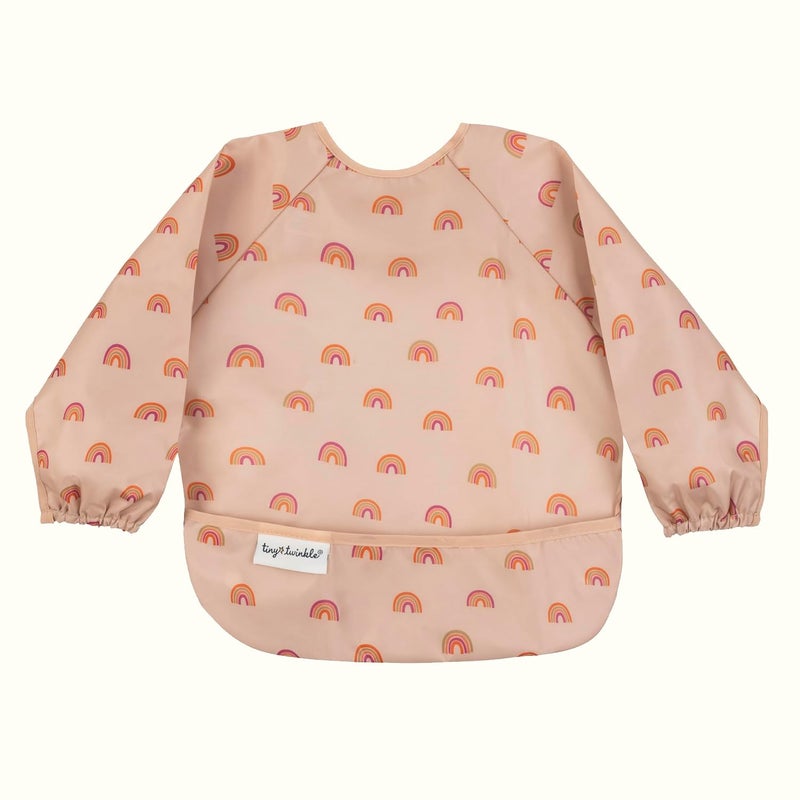 Tiny Twinkle Long Sleeve Bib for Babies & Toddlers - Waterproof Smock Bib for Eating - Machine Washable & Mess-Proof, Baby Feeding Essential & Shower Must-Have(Boho Rainbow, 6-24M) - Image 1