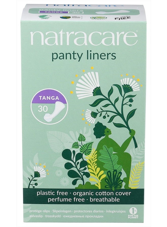 Natracare Natural Organic Thong Style Panty Liners, Made with Certified Organic Cotton, Ecologically Certified Cellulose Pulp and Plant Starch (1 Pack, 30 Liners Total) - Image 1