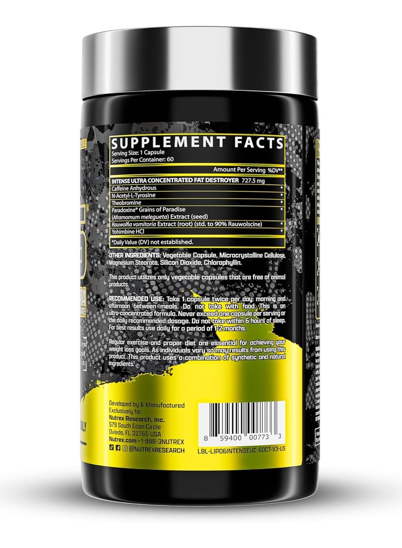 نورتكس ريسيرش نوتريكس ليبو 6 بلاك إنتنس، 60 كبسولة، 60 حصة، 80 جم - Image 3