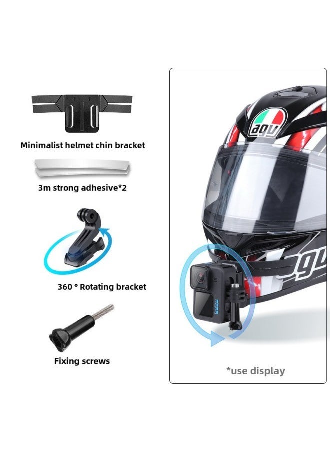 Helmet Bracket Motorcycle Helmet Chin Bracket Mounting ACTION/mountain Dog/Gopro11/9 Camera Accessories-Color:Simple Chin +360 Rotating J Seat - Image 1