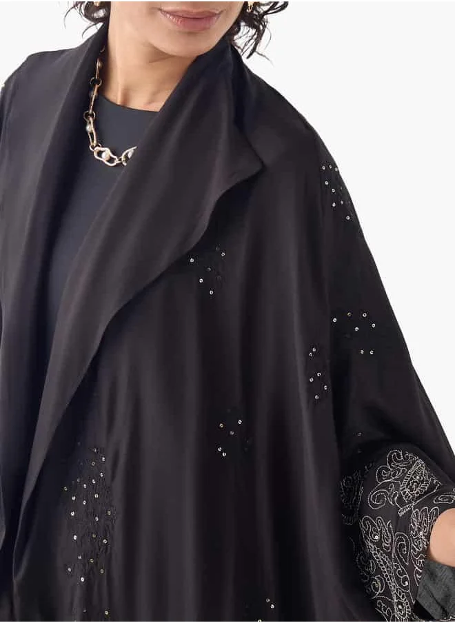 Iconic Iconic Embellished Open Front Shrug with Lapel
