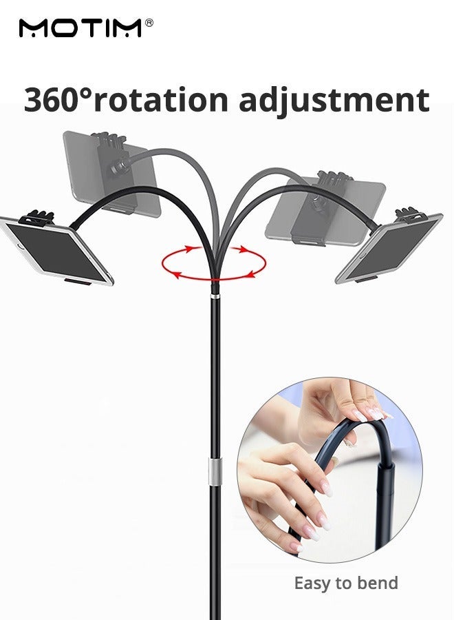 Motim 160cm Tablet Stand Floor Stand, 360° Rotatable Adjustable Metal Bed Tablet Holder iPad Mobile Phone Stand with Heavy Duty Base, Floor Stand Holder for 4.5~11 Inches iPad, iPhone, Samsung Galaxy Tablet, - Image 3