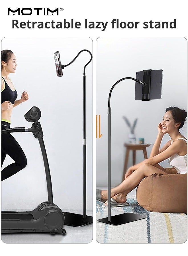 Motim 160cm Tablet Stand Floor Stand, 360° Rotatable Adjustable Metal Bed Tablet Holder iPad Mobile Phone Stand with Heavy Duty Base, Floor Stand Holder for 4.5~11 Inches iPad, iPhone, Samsung Galaxy Tablet, - Image 4