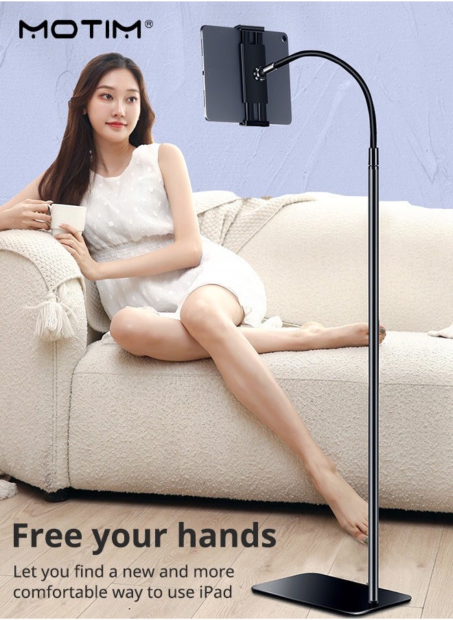 Motim 160cm Tablet Floor Stand, 360° Rotatable Adjustable Metal Tablet Holder, Phone Stand Holder for iPad/iPhoneX/iPad Pro or Other 4.5~11 Inches Devices  - Image 2