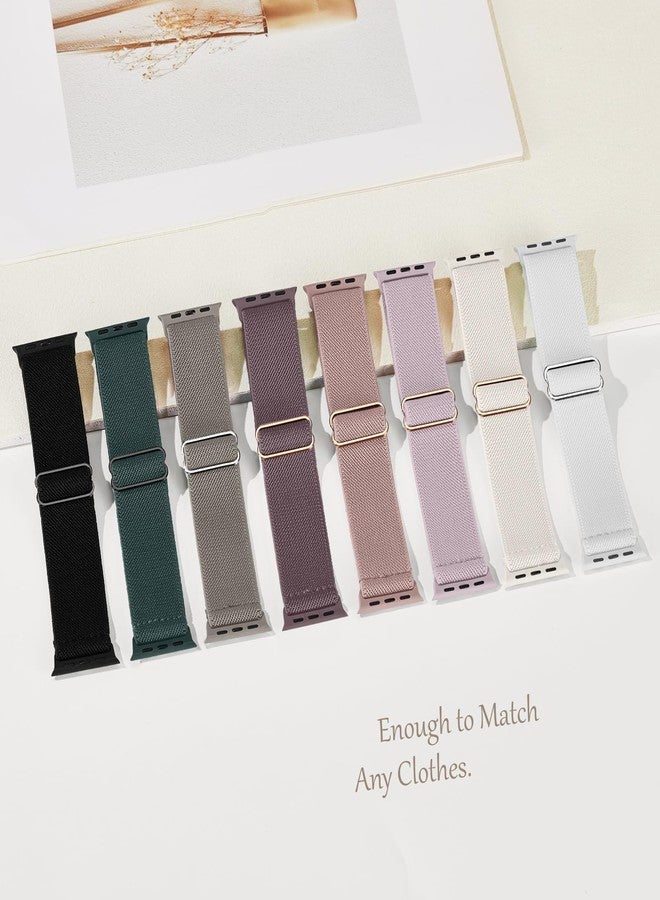 Knossen 8 Pack Stretchy Solo Loop Band Compatible with Apple Watch Bands for Women Men 40mm 38mm 41mm 42mm 44mm 45mm 46mm 49mm, Nylon Braided Elastic Strap for iWatch Series 10 9 8 7 6 SE 5 4 3 Ultra Ultra 2 - Image 5