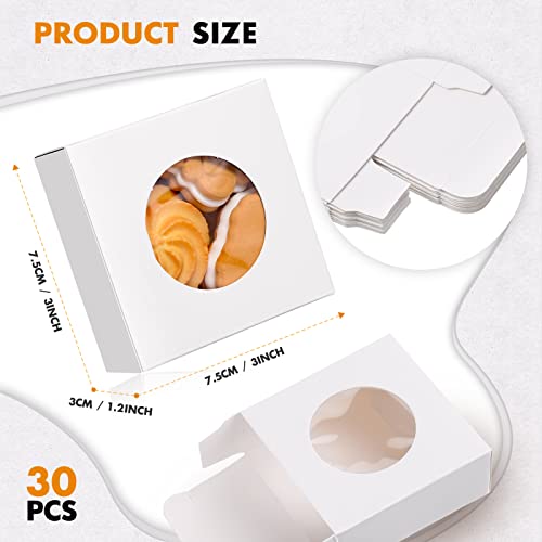 Chinco 30 Pcs Square Soap Boxes for Homemade Soaps Candle 3 x 3 x 1.2 Inch Soap Boxes with Clear Window Small Gift Wrapping Box for Soaps Packaging Bakery Cookies Candy Party Favor Supplies - Image 2