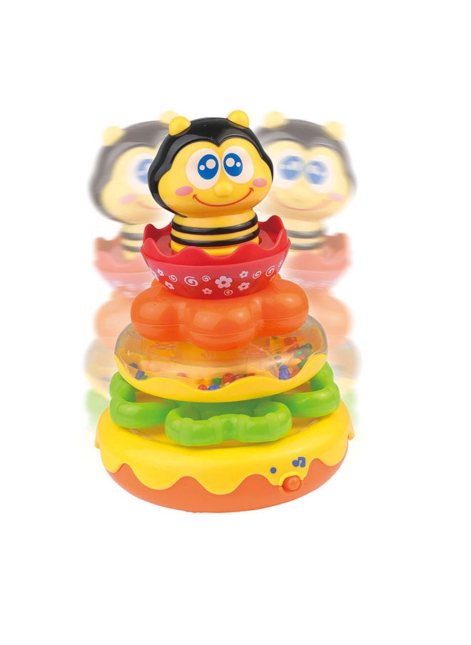 Happy Kids Little Learners Honey Bee Stacking Rings - Electronic Stacking Rings With Wobbly Weighted Base, Rattling Rings, Sing-along Bee, 12m+  - Image 2