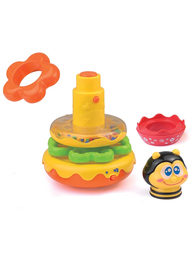 Happy Kids Little Learners Honey Bee Stacking Rings - Electronic Stacking Rings With Wobbly Weighted Base, Rattling Rings, Sing-along Bee, 12m+  - Image 4