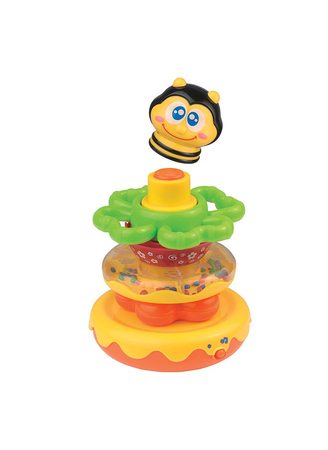 Happy Kids Little Learners Honey Bee Stacking Rings - Electronic Stacking Rings With Wobbly Weighted Base, Rattling Rings, Sing-along Bee, 12m+  - Image 3