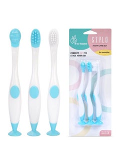R for Rabbit Stylo Toothcare Set For Kids ; Toddler Kids Toothbrush ; Gum Stimulator ; Baby Toothcare White Blue  - Image 2
