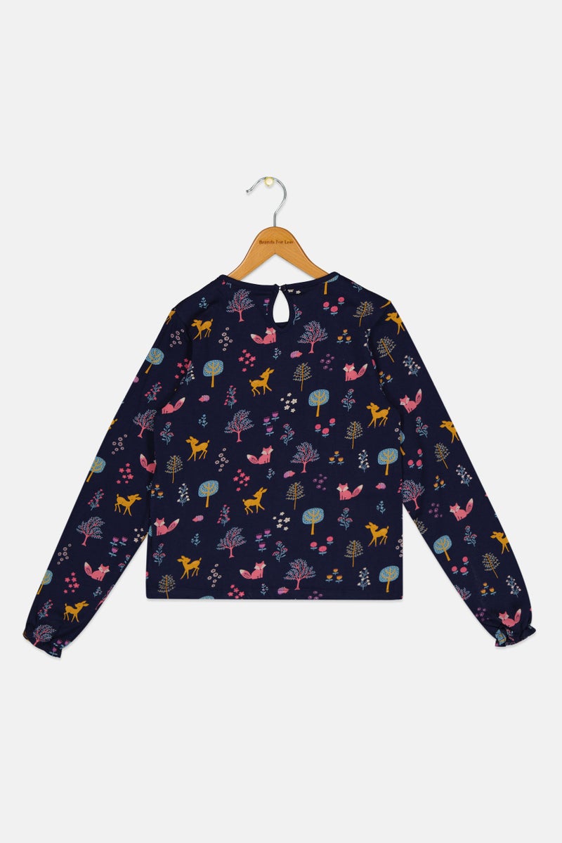 Hamleys Kids Girl Allover Print Long Sleeve Top, Multicolor - Image 3