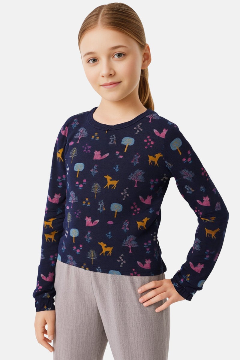 Hamleys Kids Girl Allover Print Long Sleeve Top, Multicolor - Image 1