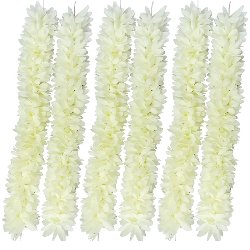 Kailash Creation Artificial Mogra Flower Hair Gajra for Women & Girls | Reusable Realistic Bun Garland Juda Gajra | Off White, 15 Inch | Scented Jasmine Flower Hair Accessory | Pack of 6 - Image 1